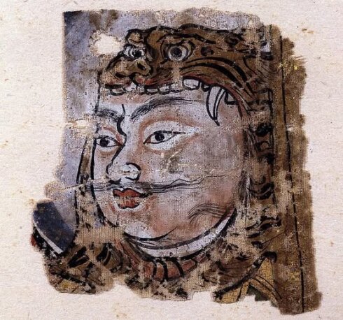 Doğu Türkistanda Uygur Türklerine ait Budist Fresk. Türk ALP Figürü..