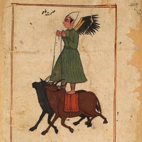 Güney Azerbaycanlı El-Kazvini'nin Yaratılışın Harikaları adlı eserinde ayı tasvir eden bir çizim