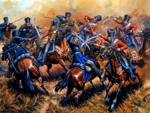 Prussiya ulanları rus qussarlarına qarşı, 1812.