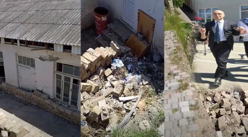 Yardımlı rayon Təhsil Sektorunun binası xarabalığa çevirilib - VİDEO
