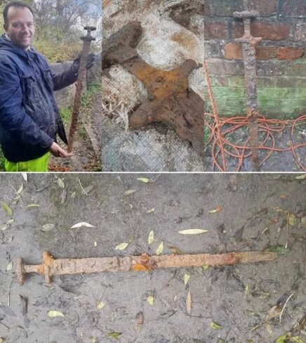 1.100 yıllık Viking kılıcını İngiltere'nin nehrinden bir mıknatısa balıkçı tarafından çekildi